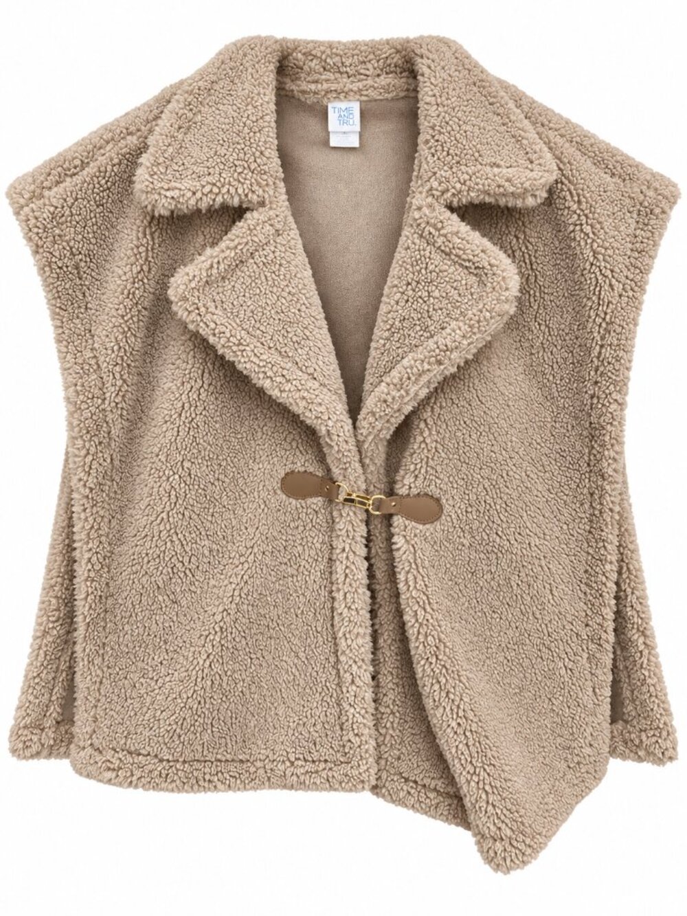 86. Time&Tru Tan Teddy Vest Sz Large XL - Picture 2 of 6
